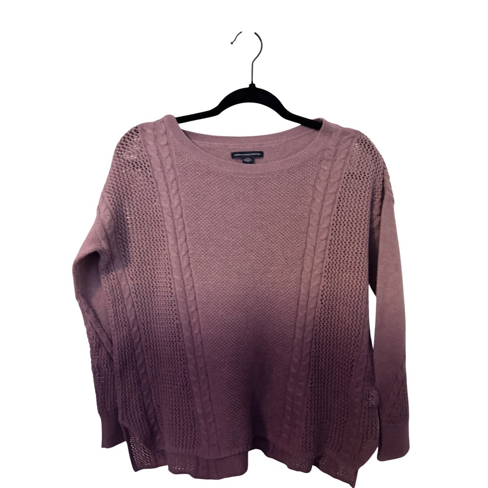 American Eagle Outfitters Purple Ombre Cable Knit Open Weave Sweater Mens Medium